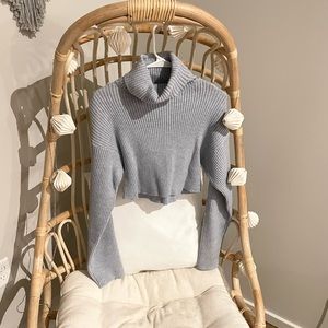 Blue crop turtleneck sweater